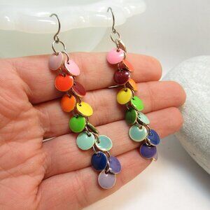 Rainbow dangle drop earrings